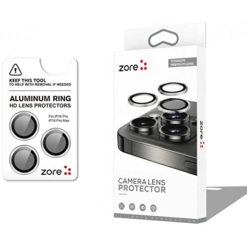 Apple iPhone 16 Pro Max (6.9) Lens Kamera Koruyucu Parmak İzi Bırakmayan Anti-Reflective CL-12 - Titanyum-Gri