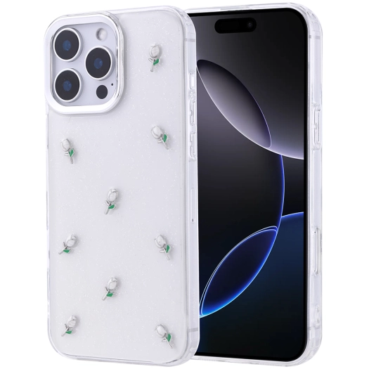 Apple iPhone 16 Pro Max (6.9) Kılıf Airbag Tasarımlı Simli Şeffaf Zore Kutup Kapak - Lale