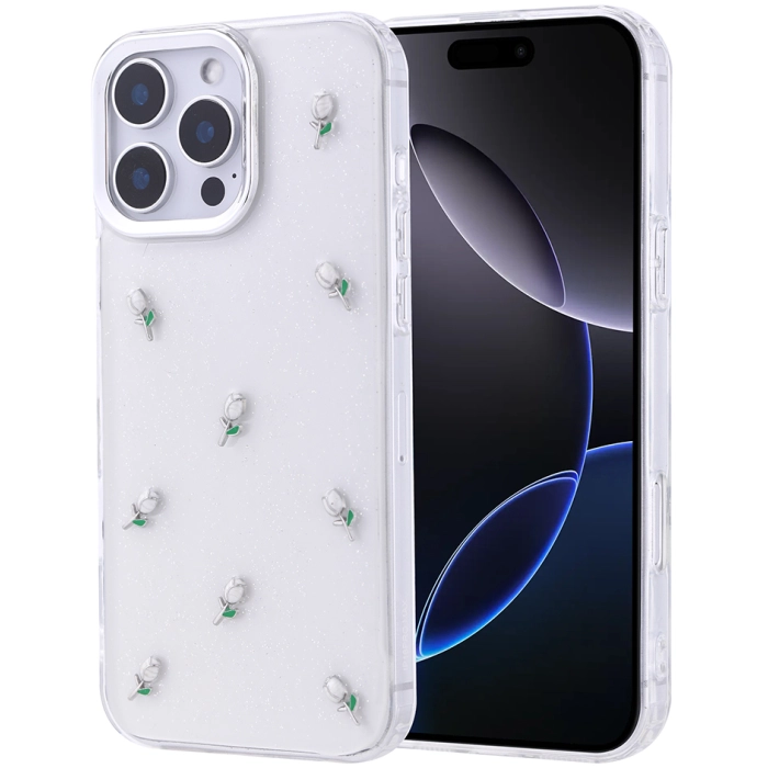 Apple iPhone 16 Pro Max (6.9) Kılıf Airbag Tasarımlı Simli Şeffaf Zore Kutup Kapak - Lale