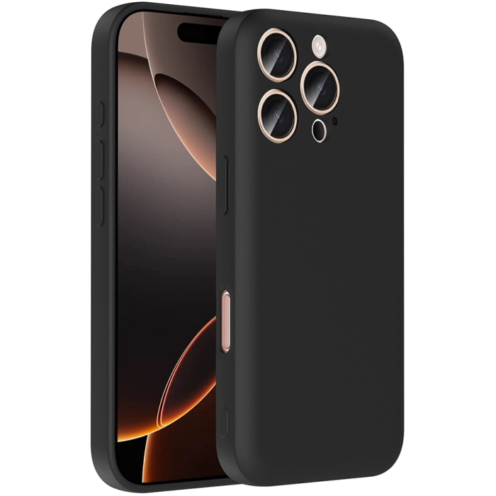 Apple iPhone 16 Pro Max (6.9) Kılıf İçi Kadife Dokulu Kartlık Hazneli Mat Vitra Silikon Kapak - Siyah