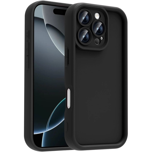 Apple iPhone 16 Pro Max (6.9) ile Uyumlu Kılıf Kamera Korumalı Silikon Ananas Kapak - Siyah