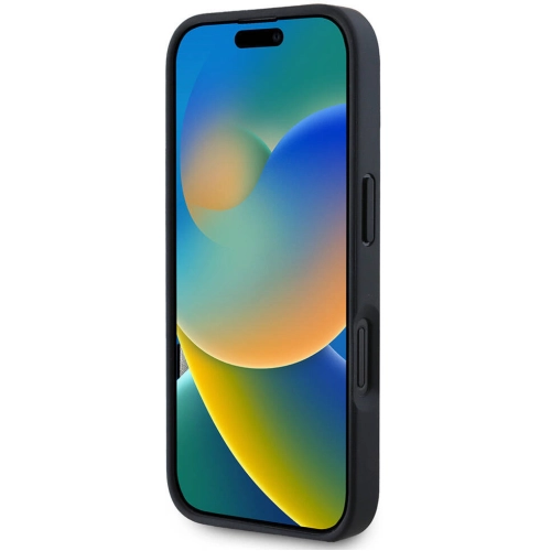 Apple iPhone 16 Pro Max (6.9) Kılıf Karl Lagerfeld Orjinal Lisanslı Kartlıklı Monogram Sıcak Damgalı Elongated Logo Kapak - Siyah