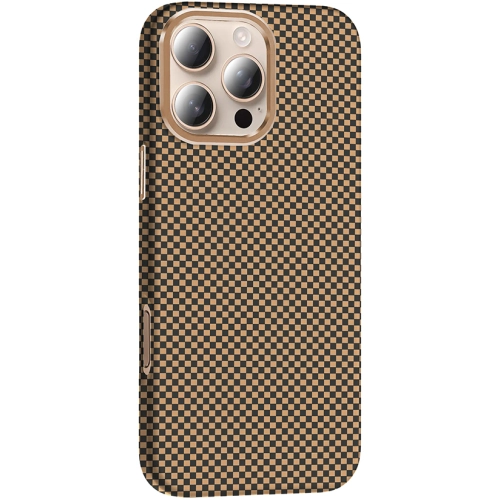 Apple iPhone 16 Pro Max (6.9) ile Uyumlu Kılıf MagSafe Şarj Özellikli Karbon Fiber Görünümlü Gros Kapak - Desert Titanyum