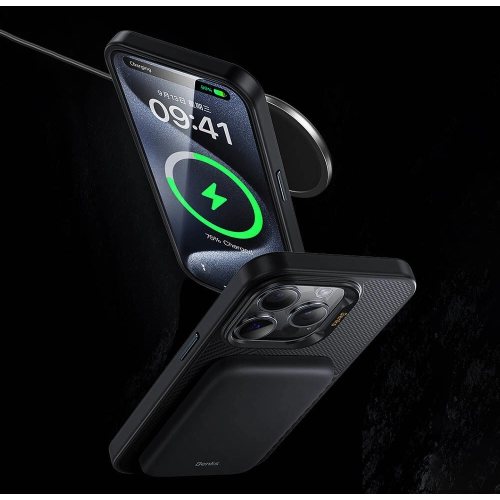 Apple iPhone 16 Pro Max (6.9) Kılıf Magsafe Şarj Özellikli Karbon Fiber Benks Montage Hybrid ArmorPro Kevlar Kapak - Siyah