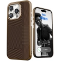 Apple iPhone 16 Pro Max (6.7) Kılıf Magsafe Şarj Özellikli Karbon Fiber Desenli Mutural Montage Kapak - Kahverengi