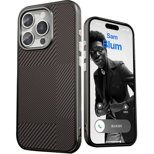 Apple iPhone 16 Pro Max (6.7) Kılıf Magsafe Şarj Özellikli Karbon Fiber Desenli Mutural Montage Kapak - Siyah