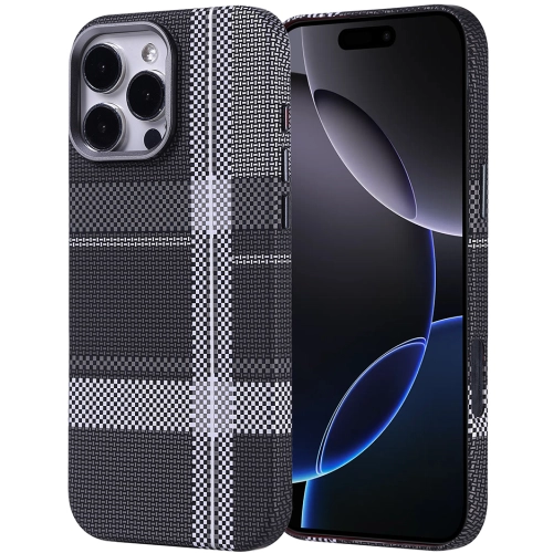 Apple iPhone 16 Pro Max (6.9) Kılıf Magsafe Şarj Özellikli Karbon Fiber Görünümlü Zore Nekst Kapak - Gri-Siyah