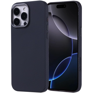 Apple iPhone 16 Pro Max (6.9) Kılıf Magsafe Şarj Özellikli Karbon Fiber Görünümlü Zore Nekst Kapak - Siyah