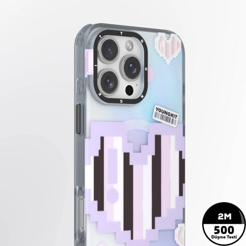 Apple iPhone 16 Pro Max (6.9) Kılıf Magsafe Şarj Özellikli Youngkit Love Serisi Kapak - Pembe