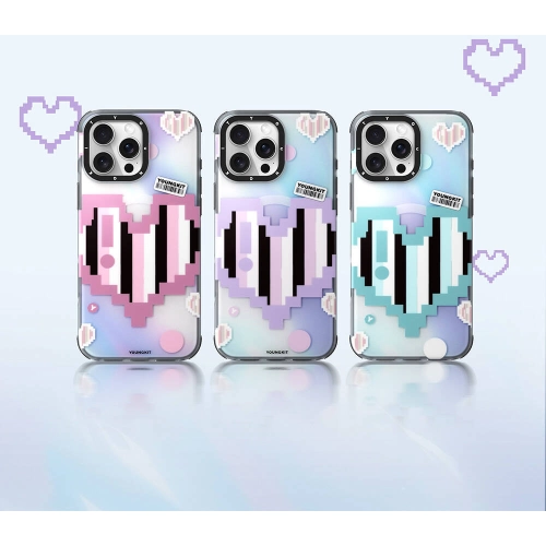 Apple iPhone 16 Pro Max (6.9) Kılıf Magsafe Şarj Özellikli Youngkit Love Serisi Kapak - Pembe