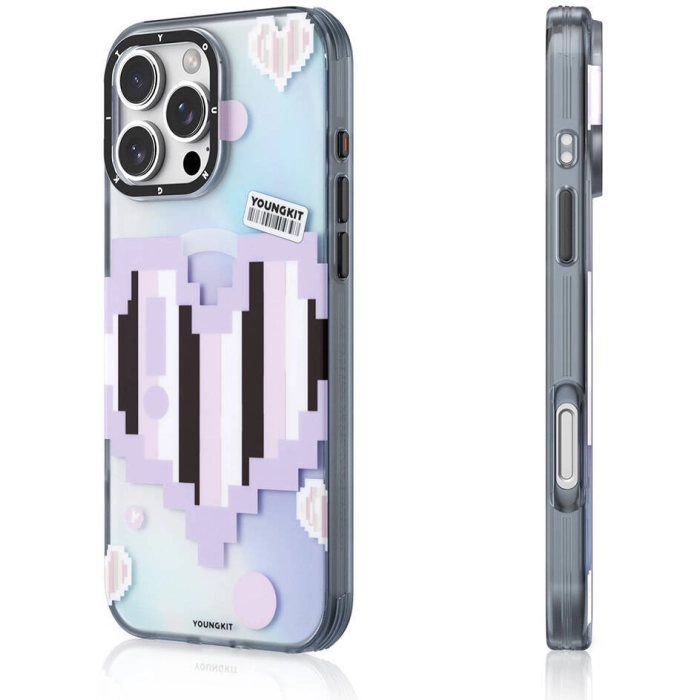 Apple iPhone 16 Pro Max (6.9) Kılıf Magsafe Şarj Özellikli Youngkit Love Serisi Kapak - Mor