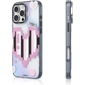 Apple iPhone 16 Pro Max (6.9) Kılıf Magsafe Şarj Özellikli Youngkit Love Serisi Kapak - Pembe