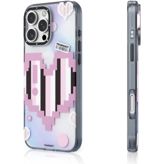 Apple iPhone 16 Pro Max (6.9) Kılıf Magsafe Şarj Özellikli Youngkit Love Serisi Kapak - Pembe