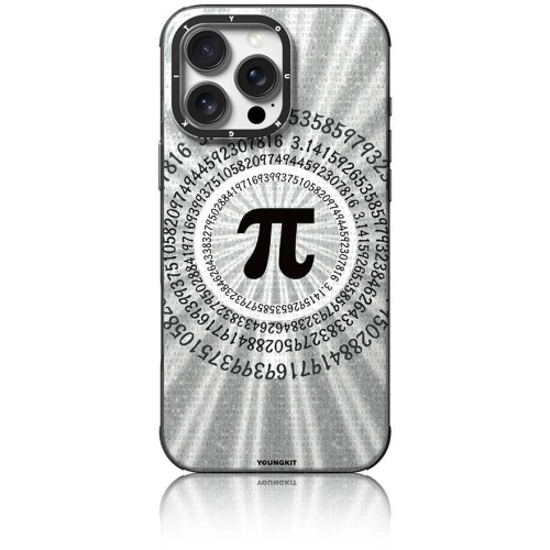 Apple iPhone 16 Pro Max (6.9) Kılıf Magsafe Şarj Özellikli Youngkit Mathematical Serisi Kapak - Gümüş