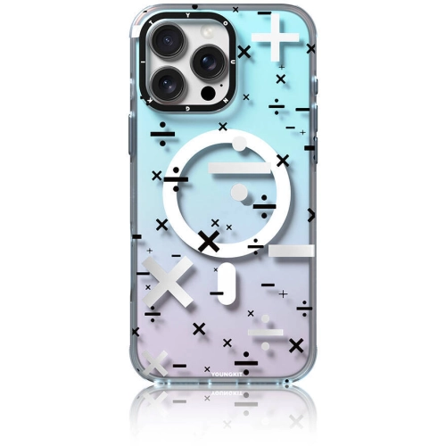 Apple iPhone 16 Pro Max (6.9) Kılıf Magsafe Şarj Özellikli Youngkit Mathematical Serisi Kapak - Gümüş