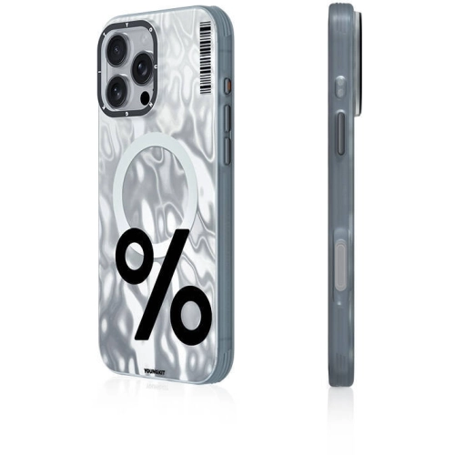 Apple iPhone 16 Pro Max (6.9) Kılıf Magsafe Şarj Özellikli Youngkit Mathematical Serisi Kapak - Gümüş