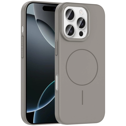 Apple iPhone 16 Pro Max (6.9) ile Uyumlu Kılıf Magsafe Şarj Özellikli Ruby Silikon Kapak - Gri