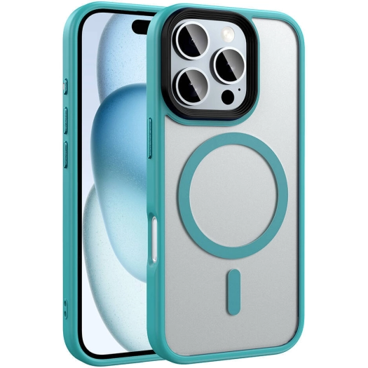 Apple iPhone 16 Pro Max (6.9) Kılıf Mat Arka Yüzey Wireless Şarj Özellikli Zore Flet Magsafe Kapak - Yeşil