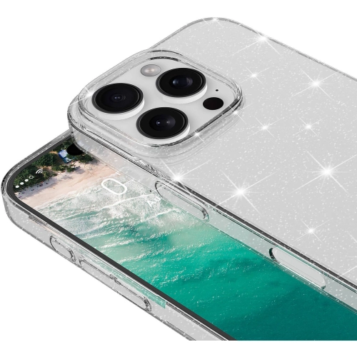 Apple iPhone 16 Pro Max (6.9) Kılıf Parlayan Simli Şeffaf Zore Redos Kapak - Şeffaf