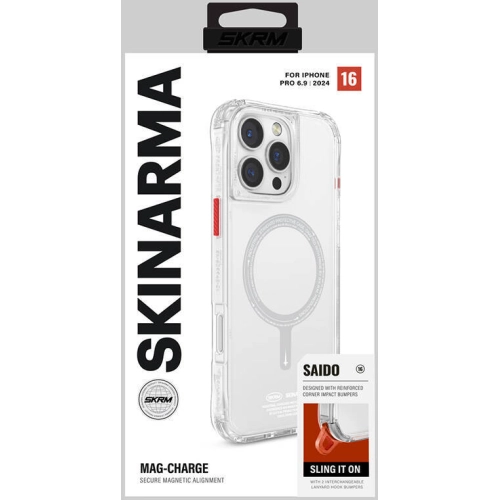 Apple iPhone 16 Pro Max (6.9) Kılıf SkinArma Şeffaf Airbag Tasarımlı Magsafe Şarj Özellikli Saido Kapak - Şeffaf