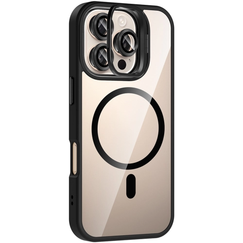 Apple iPhone 16 Pro Max (6.9) Kılıf Standlı ve Kamera Lens Hediyeli M-Safe Şarj Özellikli Etro Kapak - Siyah