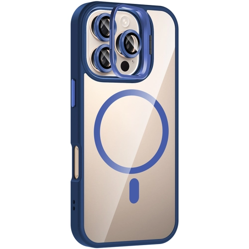 Apple iPhone 16 Pro Max (6.9) Kılıf Standlı ve Kamera Lens Hediyeli M-Safe Şarj Özellikli Etro Kapak - Derin Mor