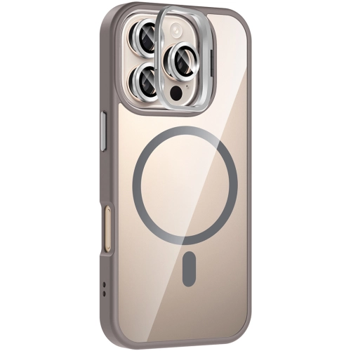 Apple iPhone 16 Pro Max (6.9) Kılıf Standlı ve Kamera Lens Hediyeli M-Safe Şarj Özellikli Etro Kapak - Pembe