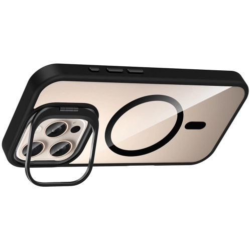 Apple iPhone 16 Pro Max (6.9) Kılıf Standlı ve Kamera Lens Hediyeli M-Safe Şarj Özellikli Etro Kapak - Gri