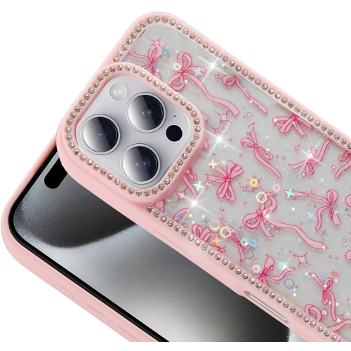 Apple iPhone 16 Pro Max (6.9) Kılıf Taşlı ve Simli Tasarım Lux Işıltılı Azra Kapak - Siyah