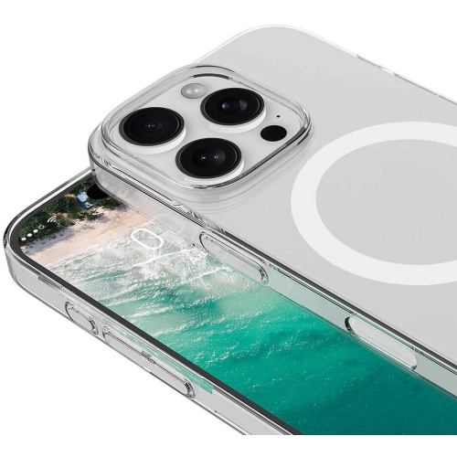 Apple iPhone 16 Pro Max (6.9) Kılıf Zore Magsafe Şarj Özellikli Şeffaf Tek Kamera Çerçeveli Porto Kapak - Şeffaf