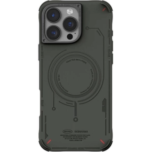 Apple iPhone 16 Pro Max Magsafe Şarj Özellikli Metal Kamera Çerçeveli Skinarma Mecha Serisi Kapak - Olive