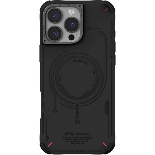 Apple iPhone 16 Pro Max Magsafe Şarj Özellikli Metal Kamera Çerçeveli Skinarma Mecha Serisi Kapak - Siyah