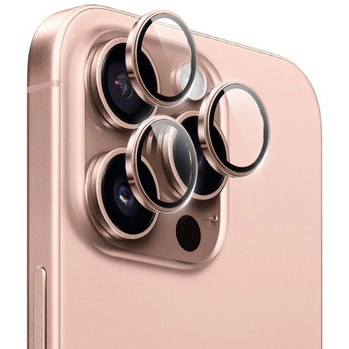 Apple iPhone 16 Pro (6.3) Wiwu LG-003 Lens Guard Çizilmeye Karşı Dayanıklı Safir Kamera Lens Koruyucu - Rose Gold