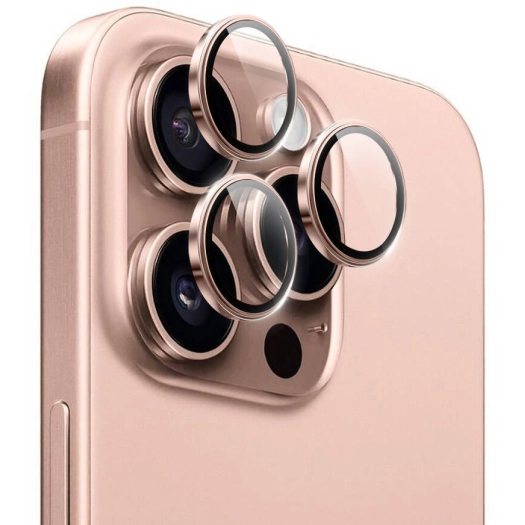 Apple iPhone 16 Pro (6.3) Wiwu LG-004 PVD Lens Guard Metal Kamera Lens Koruyucu - Rose Gold
