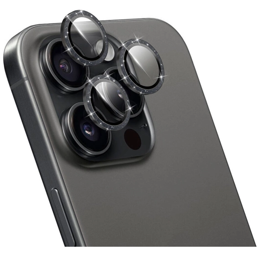 Apple iPhone 16 Pro (6.3) Wiwu LG-006 Diamond Lens Guard Kolay Uygulama Aparatlı Kamera Lens Koruyucu - Siyah