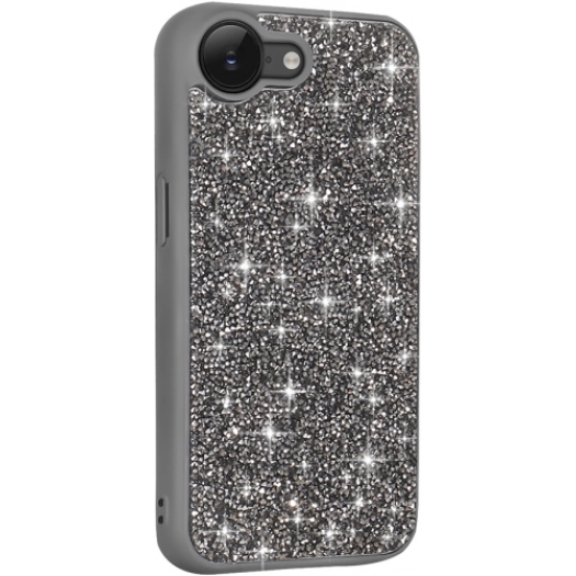 Apple iPhone 16e ile Uyumlu Kılıf Parlak Taşlı Tasarım Zore Pırlanta Kapak - Gri