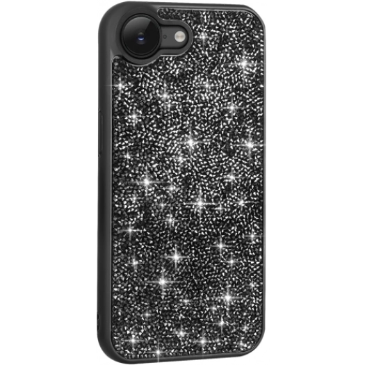 Apple iPhone 16e ile Uyumlu Kılıf Parlak Taşlı Tasarım Zore Pırlanta Kapak - Siyah