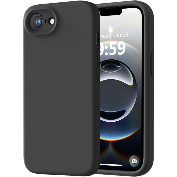 Apple iPhone 16e Kılıf İçi Kadife Mat Mara Lansman Silikon Kapak  - Siyah