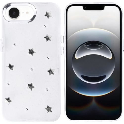 Apple iPhone 16e Kılıf Airbag Tasarımlı Desenli Simli Şeffaf Kutup Kapak, Tam Uyumlu - Yıldız