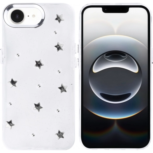 Apple iPhone 16e Kılıf Airbag Tasarımlı Desenli Simli Şeffaf Kutup Kapak, Tam Uyumlu - Yıldız