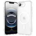 Apple iPhone 16e Kılıf Magsafe Şarj Özellikli Şeffaf Sert PC Embos Kapak - Şeffaf