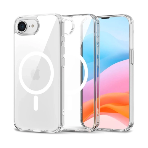 Apple iPhone 16e Kılıf Magsafe Şarj Özellikli Şeffaf Sert PC Embos Kapak - Şeffaf