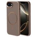 Apple iPhone 16e Kılıf Magsafe Şarj Özellikli Karbon Fiber Görünümlü TPU Zore Troy Kapak - Gold