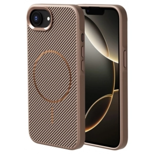 Apple iPhone 16e Kılıf Magsafe Şarj Özellikli Karbon Fiber Görünümlü TPU Zore Troy Kapak - Gold