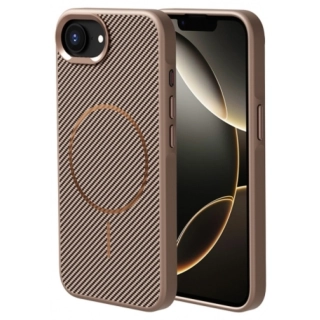 Apple iPhone 16e Kılıf Magsafe Şarj Özellikli Karbon Fiber Görünümlü TPU Zore Troy Kapak - Gold