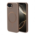 Apple iPhone 16e Kılıf Magsafe Şarj Özellikli Karbon Fiber Görünümlü TPU Zore Troy Kapak - Gold