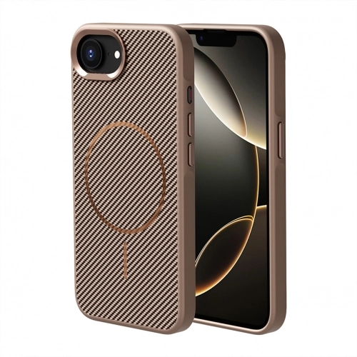 Apple iPhone 16e Kılıf Magsafe Şarj Özellikli Karbon Fiber Görünümlü TPU Zore Troy Kapak - Siyah