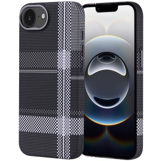 Apple iPhone 16E Kılıf Magsafe Şarj Özellikli Karbon Fiber Görünümlü Zore Nekst Kapak - Gri-Siyah