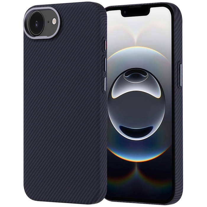 Apple iPhone 16E Kılıf Magsafe Şarj Özellikli Karbon Fiber Görünümlü Zore Nekst Kapak - Siyah
