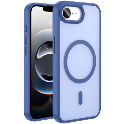 Apple iPhone 16e Kılıf Magsafe Şarj Özellikli Renkli Mat Arka Yüzey Sio Kapak - Lacivert